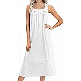 Ekouaer Women's Nightgowns Long Sleeveless Night Gown Ladies Sleep Dress Soft Victorian Nightdress
