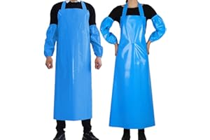 ELEBOX Waterproof Oil Proof Bib Apron Utility Apron Chemical Resistant Apron with Sleeve Work Apron Ultra Lightweight