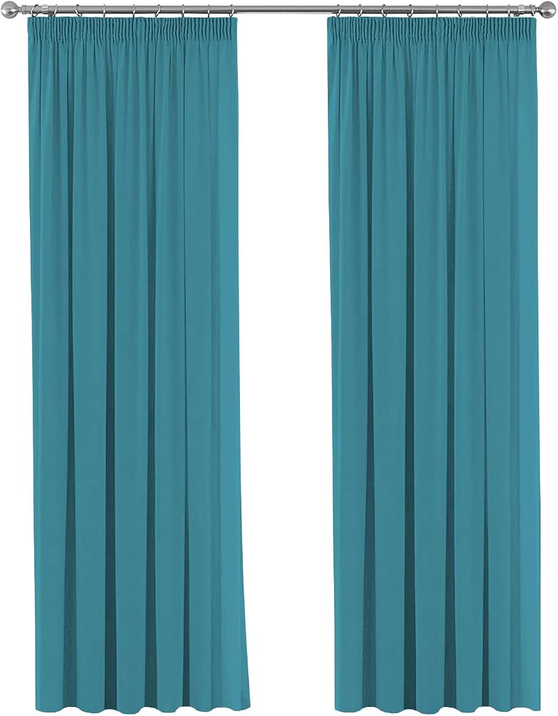 H.Versailtex Blackout Thermal Curtains Teal 66x90 2 Panels + Tiebacks