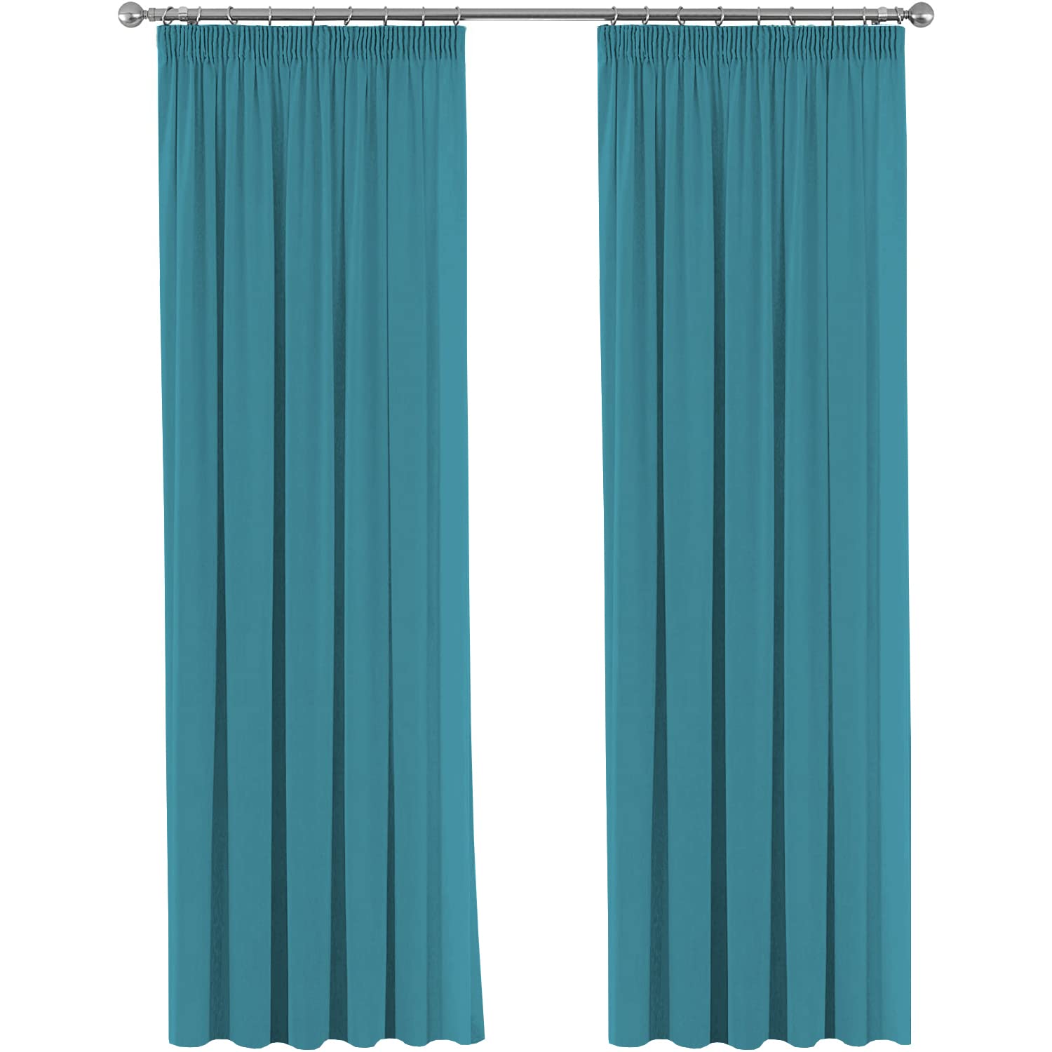 H.Versailtex Blackout Thermal Insulated Window Treatment Bedroom Curtains, Soft Pencil Pleat Noise Reducing Curtain Draperies for Bedroom with Two Free Tiebacks - Teal, 66" Width x 90" Drop, 2 Panels