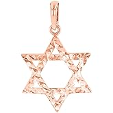 Jewelry America 14K Rose Gold Hebrew Star of David Charm Pendant with Textured Finish