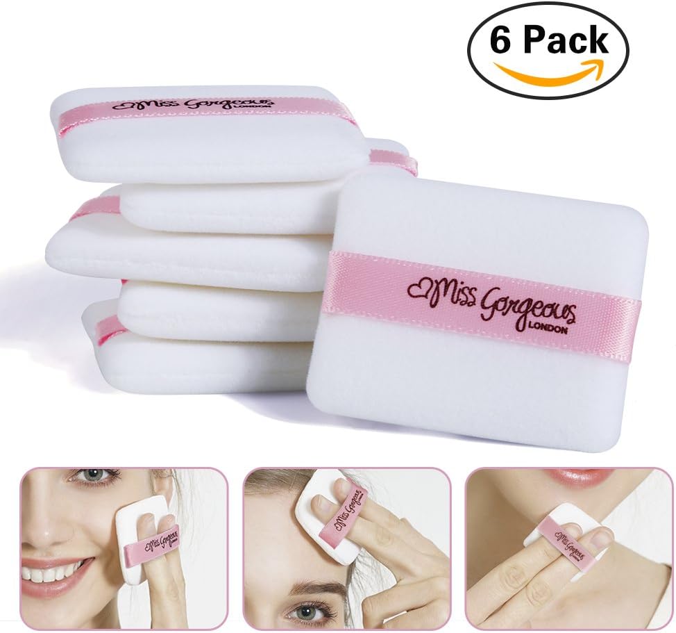 Miss Gorgeous Powder Puff Beauty Makeup Sponge Foundation Flawless Makeup Cosmetic Tools for Loose & Talcum & Dry Powder (6 Pcs/Set)