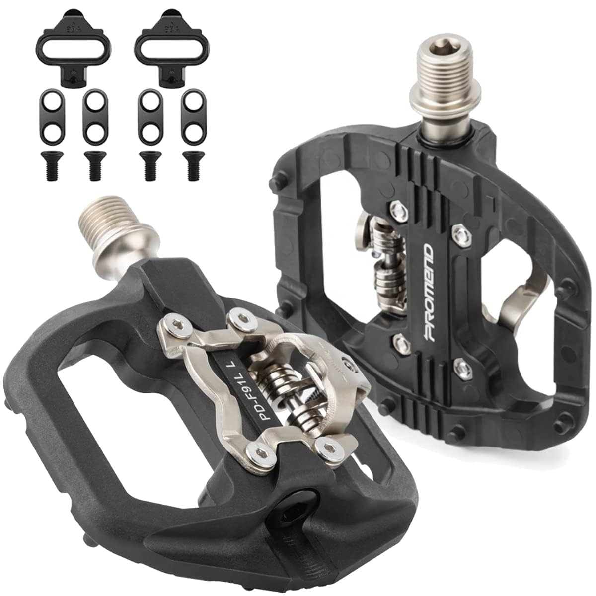 MTB Pedals Clipless Flat Dual Platform with Cleats - Compatible with Shimano Clipless Bike Pedals, 3 Sealed Bearing Lightweight Nylon Fiber Bicycle Pedal for Gravel BMX City Bike