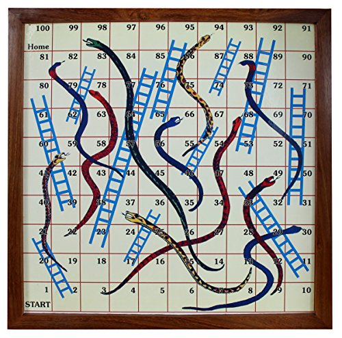 SKAVIJ Magnetic Snakes and Ladders Travel Board Game Handmade Wooden Classic Snake and Ladder Set Strategy Fun Game