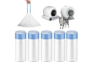 Cat Litter Bags 100 Pack, 5 Rolls Large Cat Litter Box Liners, Leakproof Poop Bags & Waste Bags, Drawstring Trash Bags for Cl