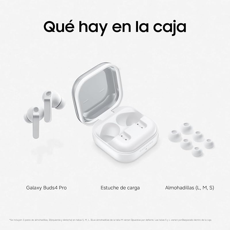 Galaxy Buds4 Pro, auscultadores Bluetooth, áudio hi-fi, cancelamento adaptativo de ruído, chamadas super claras, agente de IA, garantia do fabricante 3 anos + 1 ano extra, branco (versão espanhola)