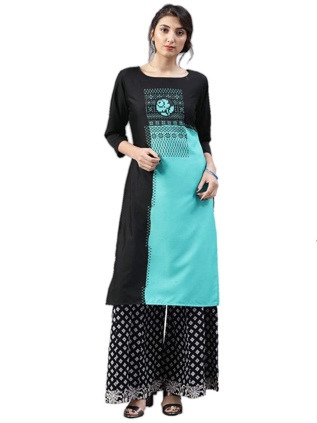 vaamsi crepe digital printed kurti(vpk1505_black_free size)
