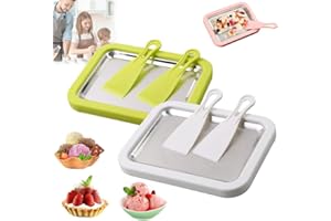At-Home Rolled Ice Cream Maker Kit, Portable Instant Rolled Icecream Maker Machine Tray, DIY Freeze Dessert Board with 2 Scra