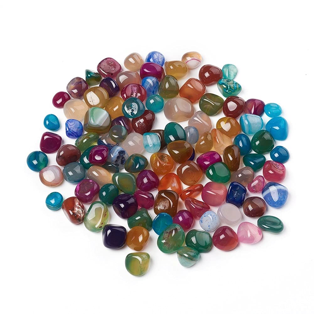 Perlin 50 x Multicolored Agate Gemstone Beads, 9mm ~ 15mm, Nugget Shape, for Crafts, Games, Decoration