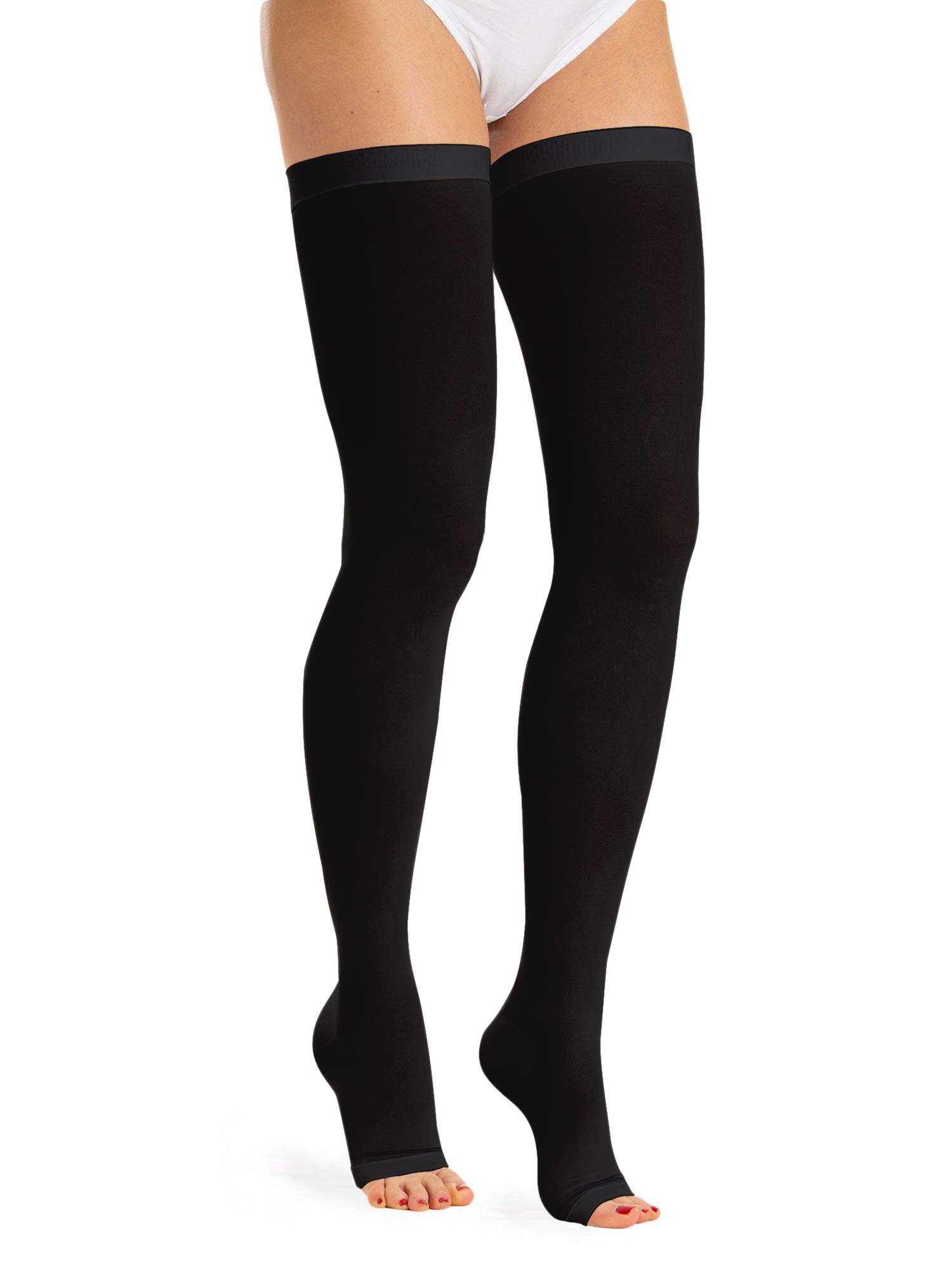 Relaxsan Antiembolism M1370A (1 Pair - Black, XXL) Open-toe anti-embolism hold up stockings - K2-25-32 mmHg