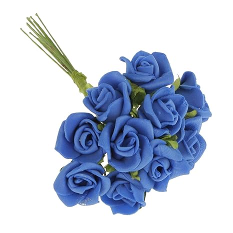 100pcs Fleur Rose Artificielle Pe Couleur Vive à Suspendre Pour Décor Maison Bouquet De Mariagefête Bleu Foncé 10cm