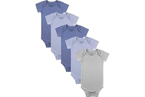 BESTSOUL Baby Short Sleeve Solid Bodysuit - Super Soft Rayon made from Bamboo - Newborn Infant Toddler Boy Girl - 5-Pack