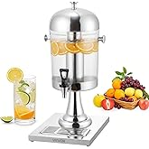 VEVOR Beverage Dispenser, 2.1 Gallon Drink Dispenser for Parties, Stainless Steel + Plastic Juice Dispensers with Spigot Ice Chamber Tray, Iced Tea Lemonade Juice Dispensers, for Restaurants, Hotels