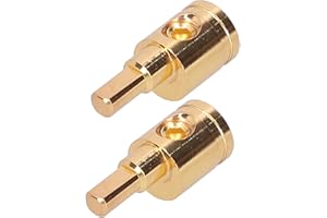 Wire Reducer 2pcs 0GA Terminal Connector Pure Copper Gold Plated for Car Audio Amplifier Modification Power Cord Connector