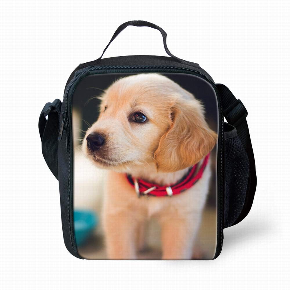 Amzbeauty Kids Back to School Lunch Bag Polyester Durable Insulated Reusable Lunch Box Bag Animal 3D Pattern(Cute White Dog)