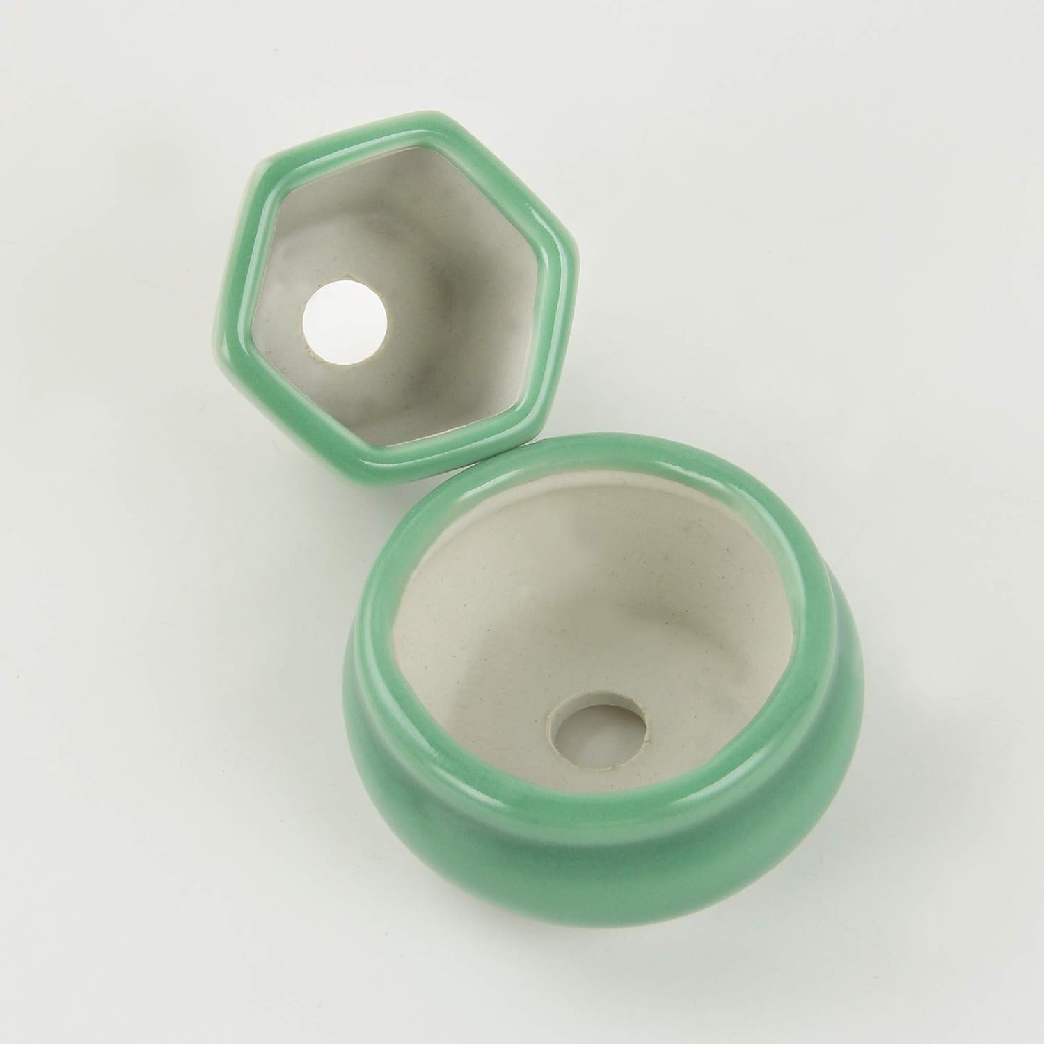 happy bonsai 2.4-2.8" (6-7cm) Mini Green Pots Value Set of 2, Green 2pc - Image 5