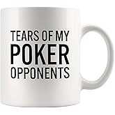 Panvola Tears of My Poker Opponents Funny Gift for Poker Lovers Players Coworker Friends Dad Mom Husband Wife Sister Brother Card Games Ceramic Coffee Mug (White, 11 oz)