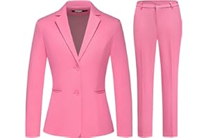 Lamgool Women's 2 Piece Business Suit Single Breasted Blazer Pant Set Slim Fit for Work Office Daily Wear