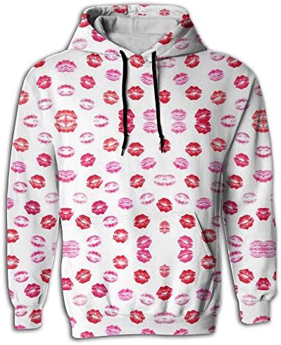 Wymetime Kis Artwork Lips Fashion Print Men's Pullover Hoodie Hooded Sweatshirt