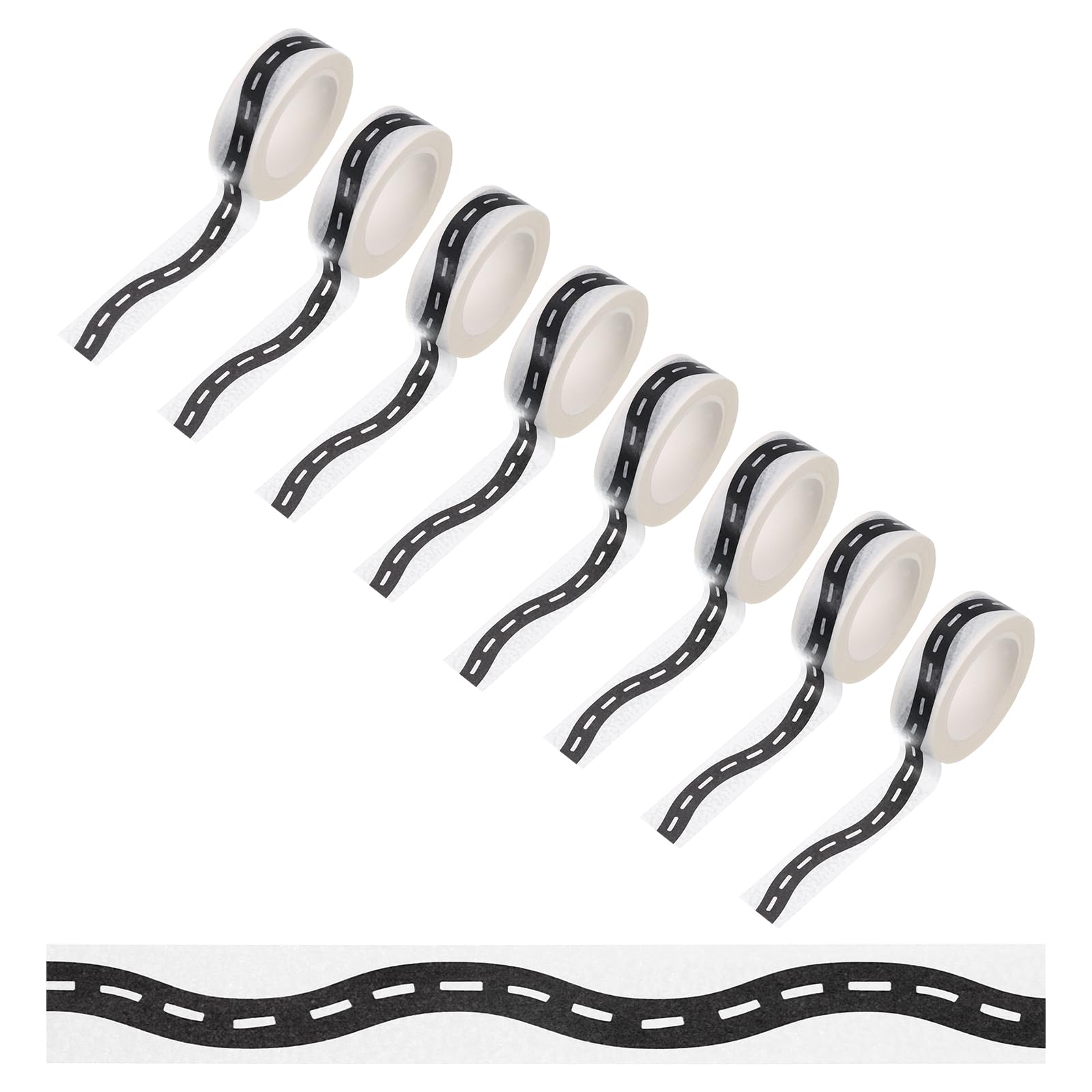 PATIKIL 264ft Car Track Tape Traffic Washi Tape Highway Train for DIY Craft Art Journal Scrapbook Planner Style 5, Black