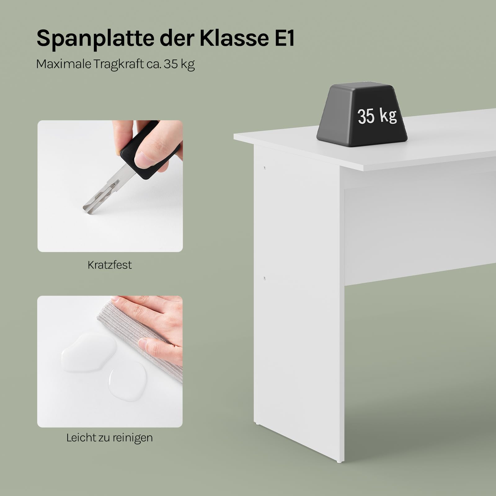 WOLTU Schreibtisch mit 3 Schubladen, Computertisch Weiß, 120x60cm Bürotisch PC Tisch, Kinder Arbeitstisch, für Arbeitszimmer Schlafzimmer Wohnzimmer 8