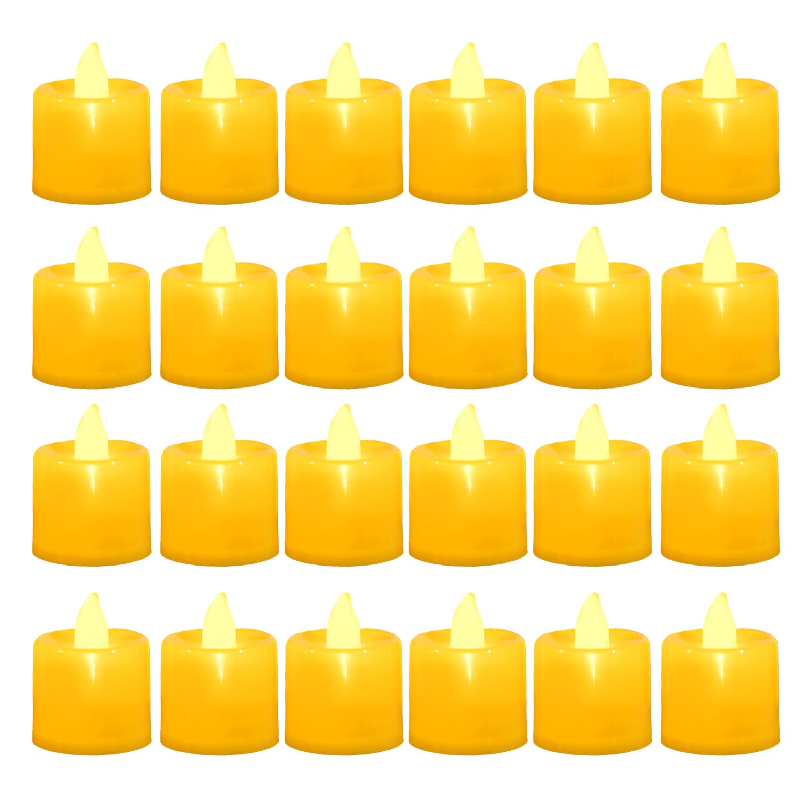 Photo 1 of LANKER 24 Pack Flameless Led Tea Lights Candles, Flickering Warm Yellow Battery Operated Electronic Fake Candles, Decorations for Halloween and Festival Celebration (Yellow - 24Pack)