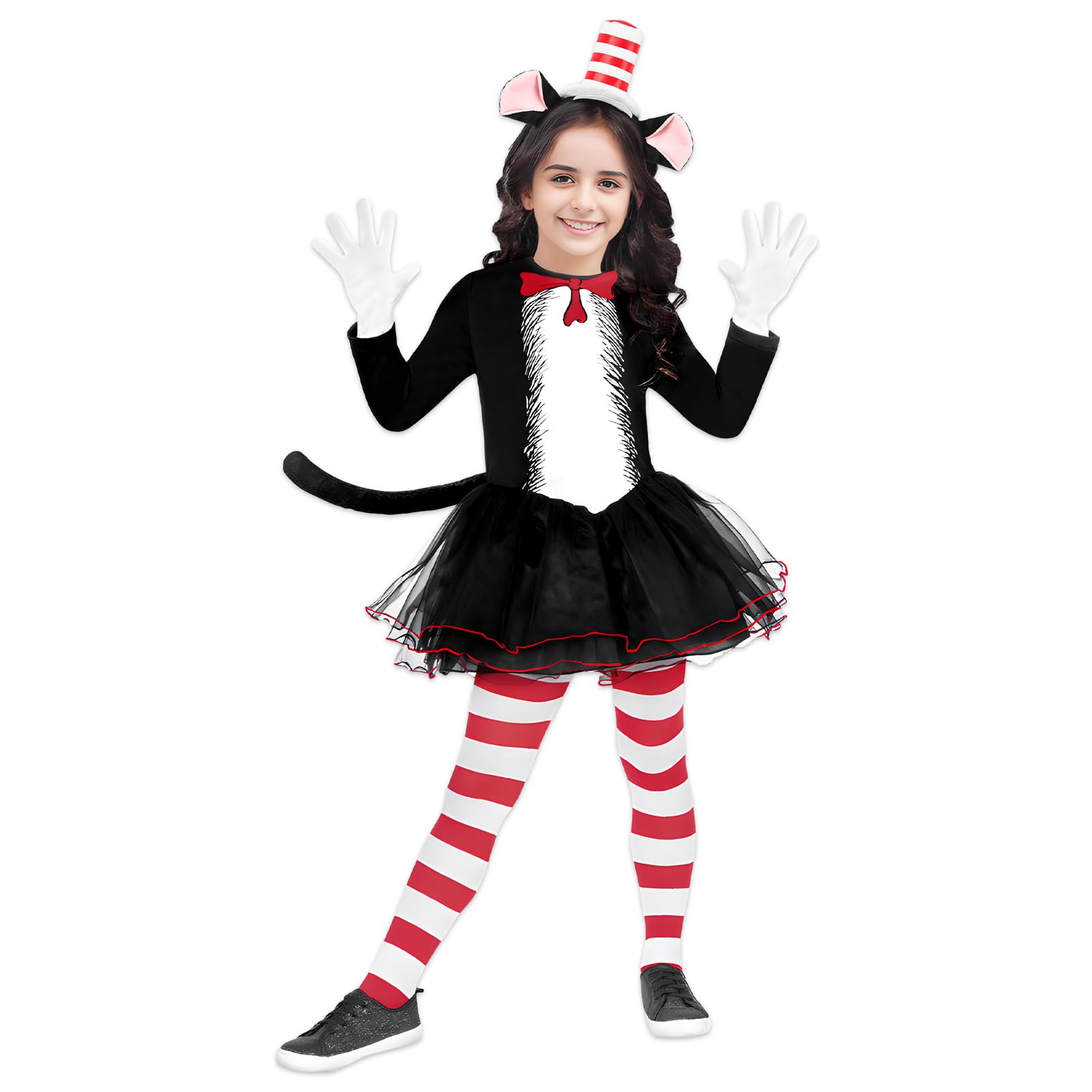 Suffolly Black and white bodysuit Costume (Girl, XL)