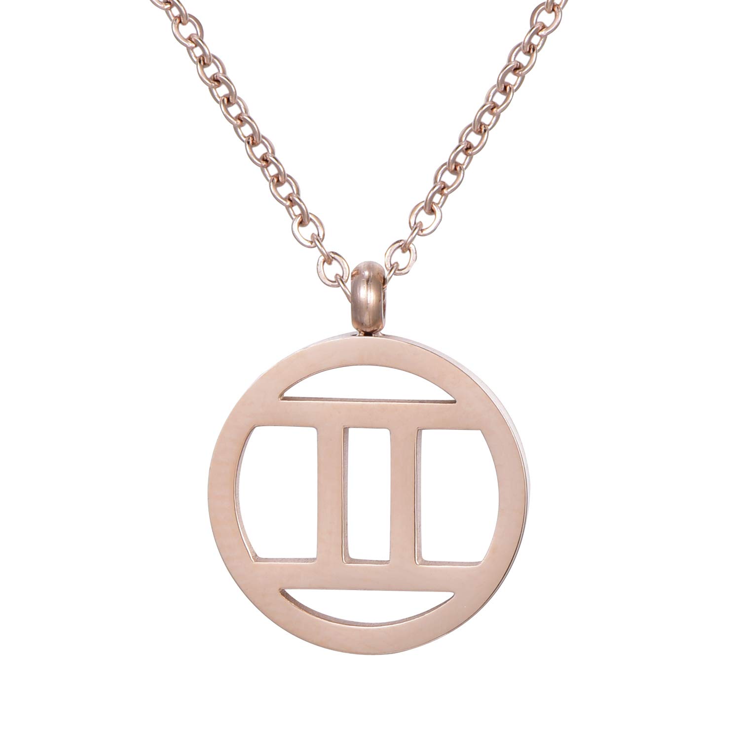 Morella women's stainless steel necklace rose gold with pendant star sign Gemini in a velvet bag