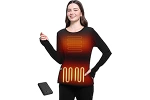 FERNIDA Women Heated Thermal Top with Battery 7.4V Electric Heated Shirt with Thumb Hole Winter Warm Fleece Heating Baselayer