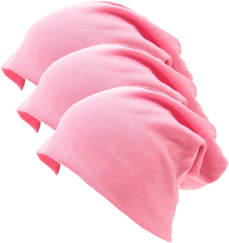 Firsthats Unisex Indoors Cotton Stretch Beanie Hat- Soft Sleep Cap for Hairloss, Cancer, Chemo,Pink,One Size