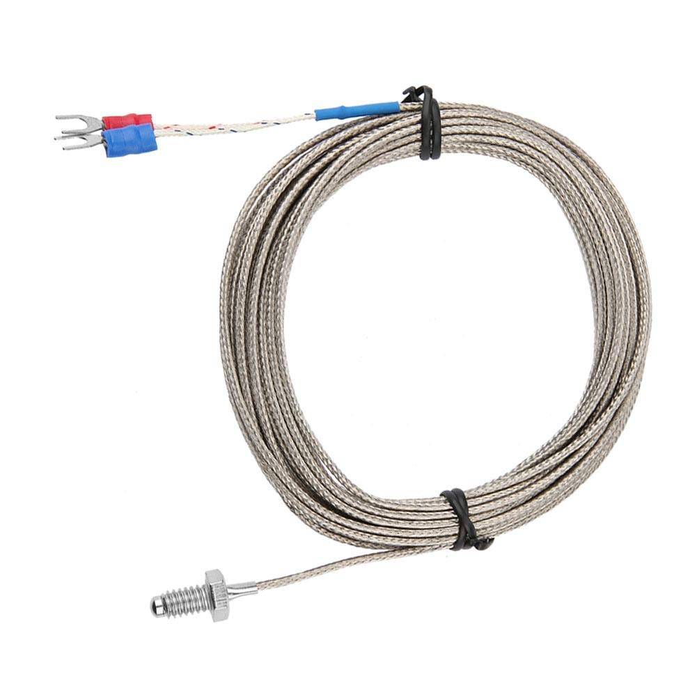 K Type Thermocouple Probe Temperature Sensor Cable M6 BSW Screw Thread Temperature Measuring Probe with 5 Meter Cable(5M)