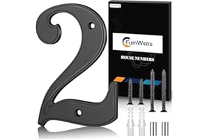 FumWens 5 Inch Modern House Numbers for Outside, Large Metal Address Numbers for House, Anti-Rust Floating House Numbers with Nail Kits for Front Door Garden Mailbox, Black Zinc Alloy Style (Black 2)