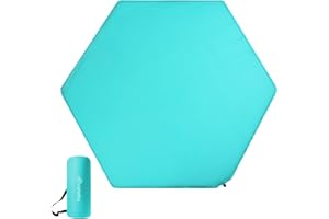 MINNE BABY Minnebaby Hexagon Playpen Mat Compatible with Graco Traveler Playard & Regalo Play Yard, Self Inflating Playard Pad, Comfortable and Portable Playmat with Carrying Bag - Aqua