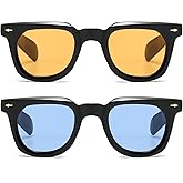 PORADAY Square Sunglasses for Women Men Trendy Thick Frame Sun Glasses Black Shades