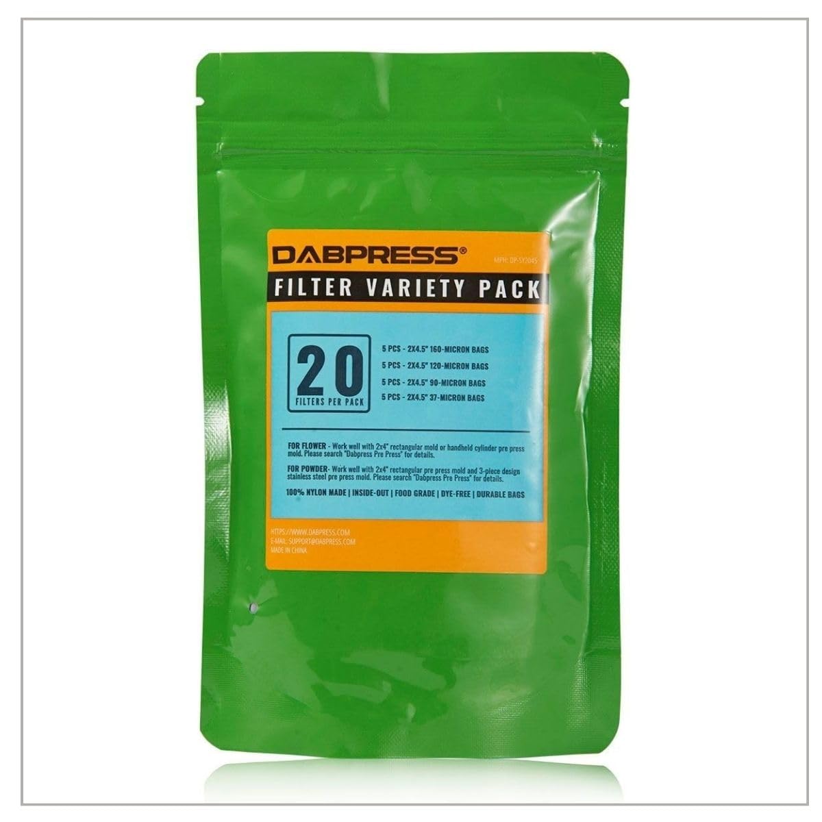 [ 20 Pack ] 2x4.5 Inch Variety Pack Tea Filter Bag-(each 5pc for 37、90、120、160 micron）