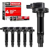 MAS 6Pcs Ignition Coil Pack &amp; 6Pcs Motorcraft Platinum Spark Plug SP520 Compatible with Ford Flex Fusion Lincoln MKS MKZ 3.7 3.5 V6 Replacement for UF553 SP589