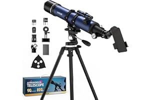 90mm Aperture Telescope 800mm Focal Length Refractor for Beginners & Adult, Professional Astronomy Telescope with 32X-240X Ma