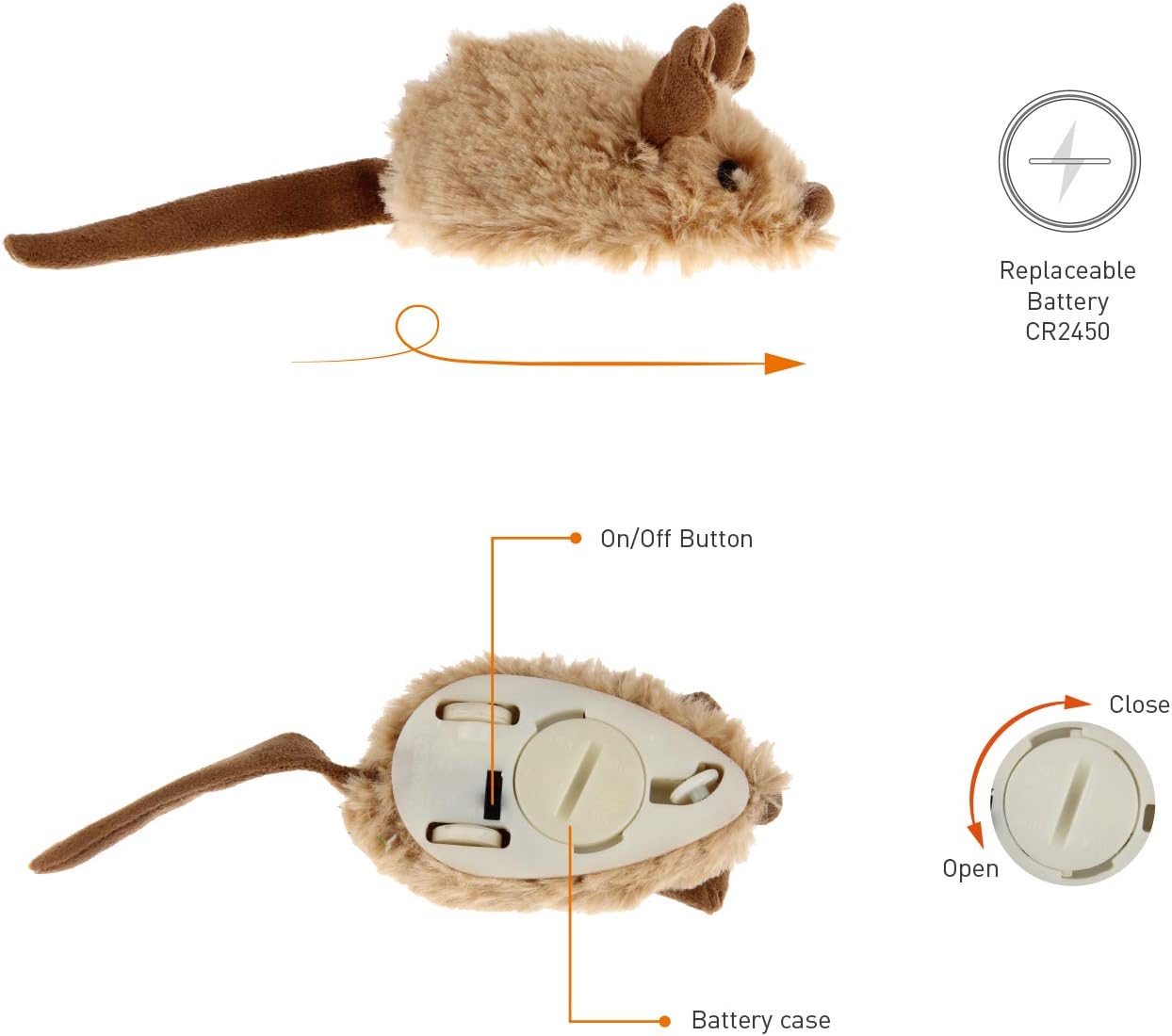 GiGwi Moving Cat Toy Mouse, Interactive Cat Toys Mice Electronic with Furry Tail - Image 4