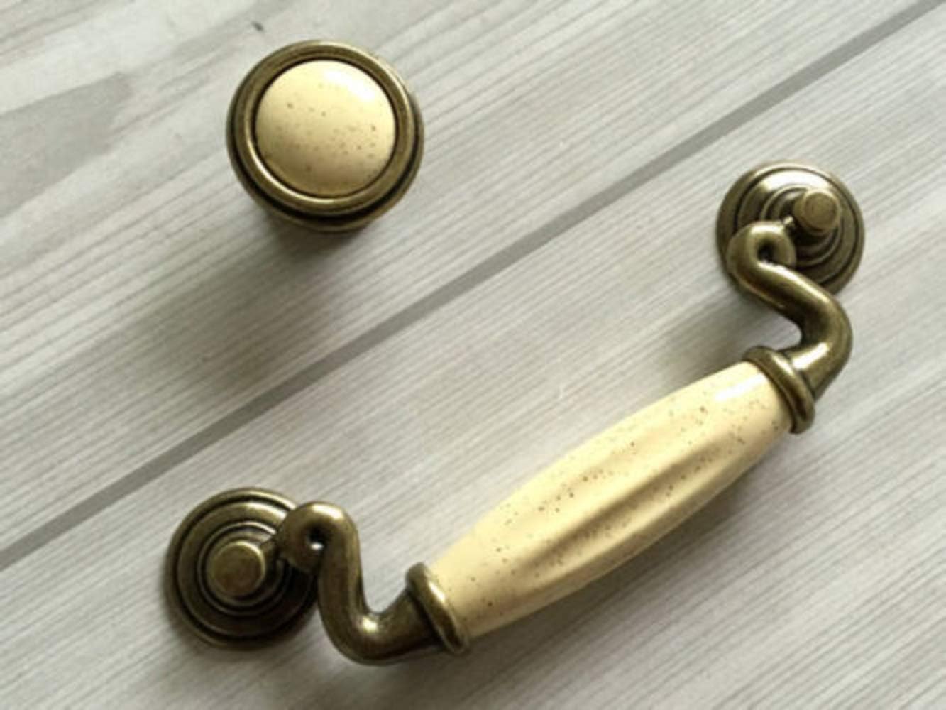 4 5 Drawer Knob Dresser Pulls Cabinet Handles Cream Bronze Drop