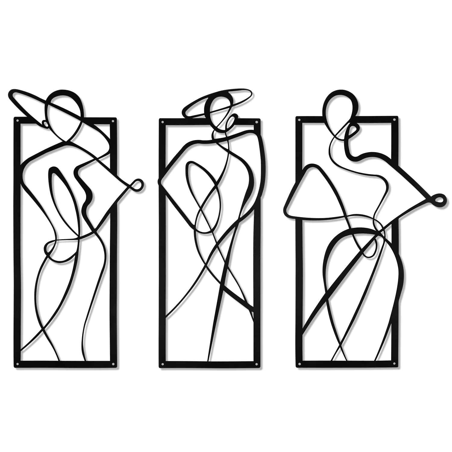 Larber Black Metal Women Wall Decor Laser Cutting Femal Silhouette Wall Art (3-1-4)