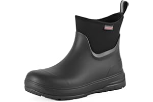 Showave Ankle Rain Boots Men Waterproof Insulated Rubber Boots for Men Slip On Work Boot Neoprene Mud Booties