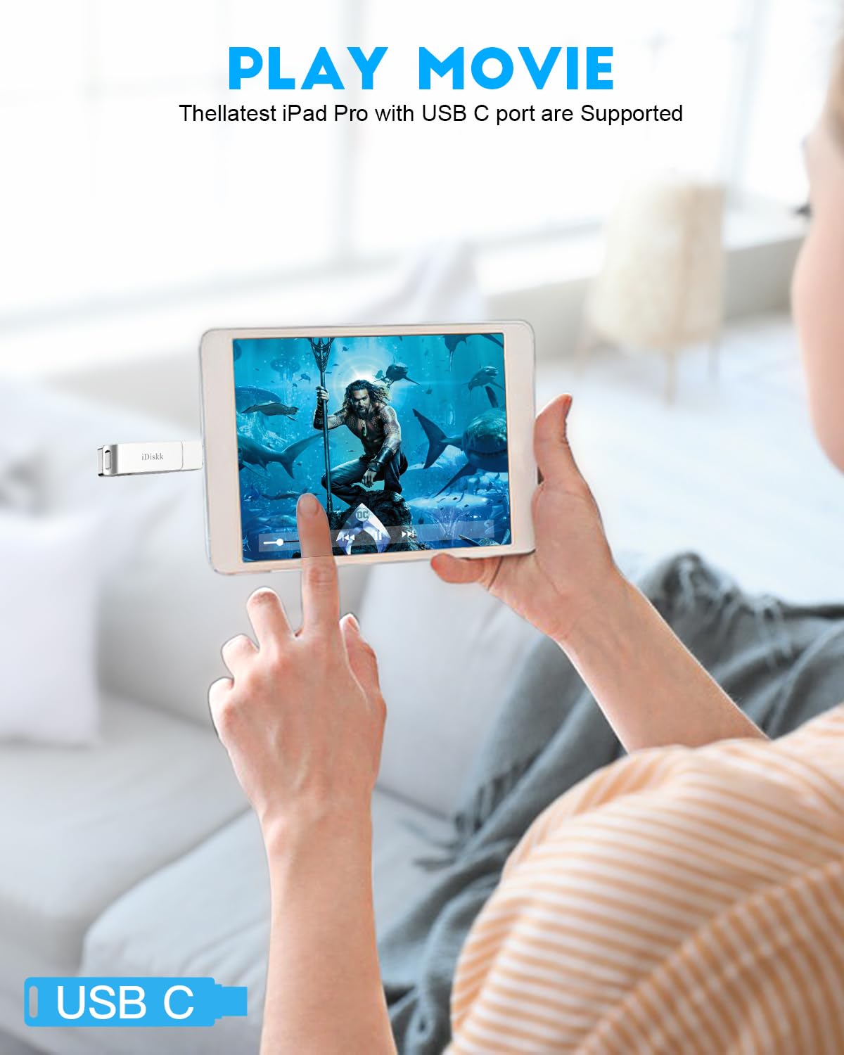 App-le Certified 1TB iPhone 15 iDiskk Photo Vault for iPhone USB Storage Photo Flash Drive Transfer Stick for iPhone Picture External Storage iPad Lightning USB C Android Photo Storage Photo Stick
