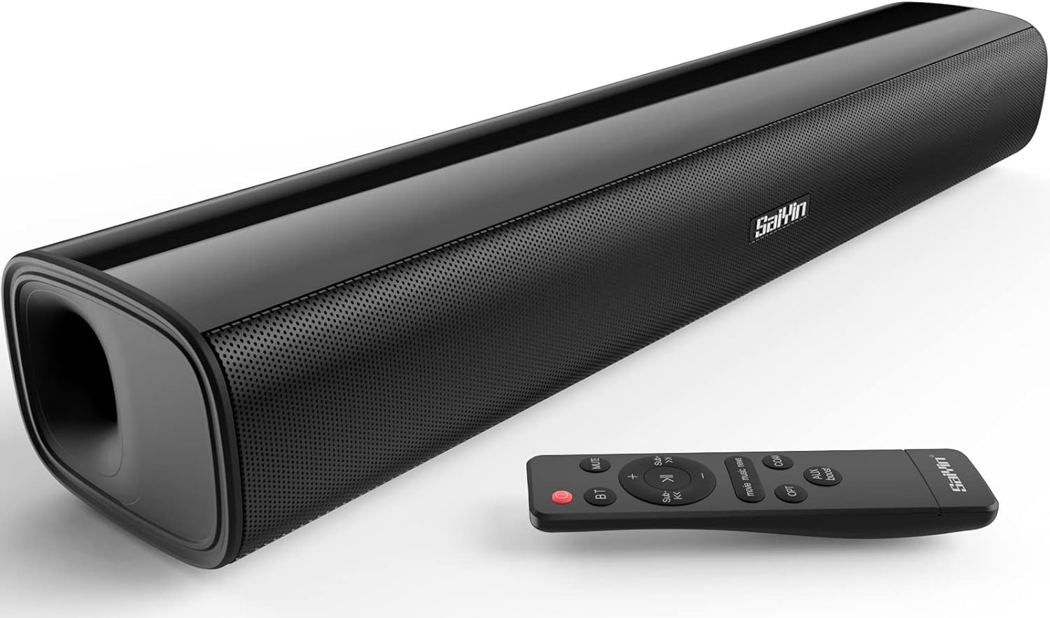 Saiyin Sound Bar for TV, 40 Watts Small Soundbar, Surround Sound System Sound Bar with Bluetooth 5.3/Optical/AUX Connection for PC/Gaming/Projectors,17inch