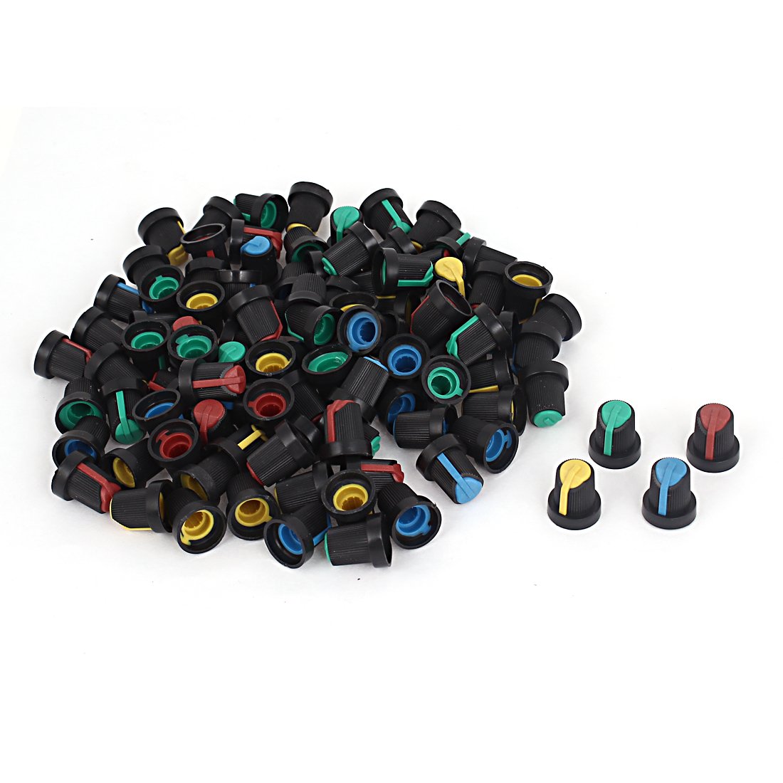 sourcingmap Knurled Shaft 6mm Hole Potentiometer Volume Control Knob Cap 100 Pcs