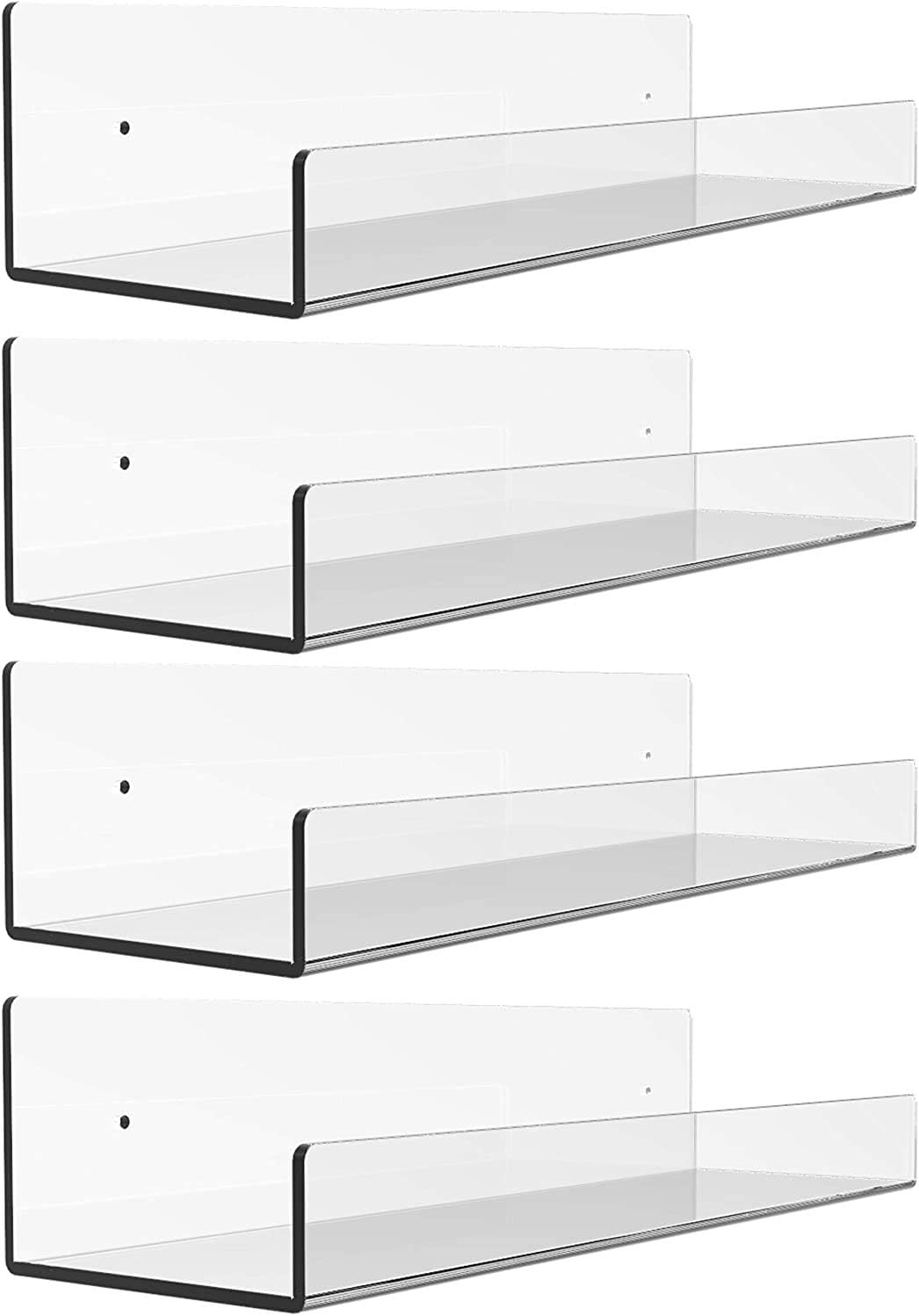 Yieach 4 Pack White Acrylic Floating Wall Ledge Shelf