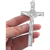 KOMI Metal Crucifix Cross Small Enamel St Benedict Crucifix for Wall Home Decor 4.3X2.1 Inch Jesus Christ Cross San Benito Protection Catholic Faith Gifts