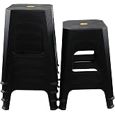 Utiao 6 Pack 18.7 Inches High Plastic Backless Stools for Seating, Black | for Kitchen, Classroom, Meeting Room