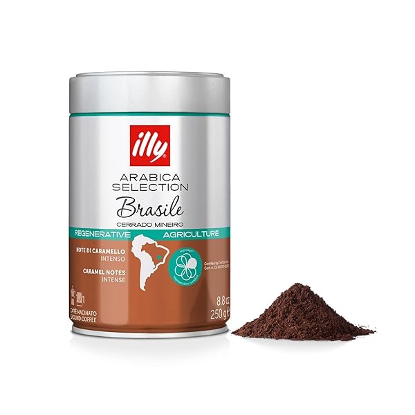 ILLY ARABICA SELECTIONS BRASILE – CERRADO MINEIRO GROUND COFFEE, REGENERATIVE AGRICULTURE COFFEE, 8.8OZ (PACK OF 1)