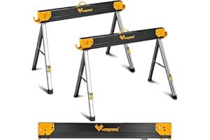 WORKESS Saw Horses 2 Pack Folding, Heavy Duty Sawhorse Table 2600 Lbs Load Capacity with 2x4 Support Legs, Portable Folding and Fast Open Legs and Easy Grip Handle for Woodworking.