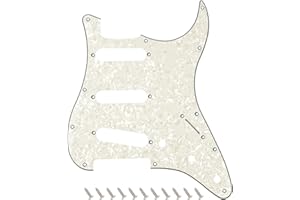 Banworks Strat SSS Pickguard 4 Ply 11-Hole Electric Guitar Pickguard Scratch Plate for USA/Mexican Modern Style Standard Fender Stratocaster Strat ST JT/HB-01 Vintage White Pearl